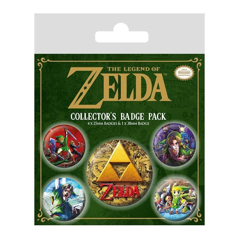 Legend of Zelda Pin-Back Buttons 5-Pack Classics